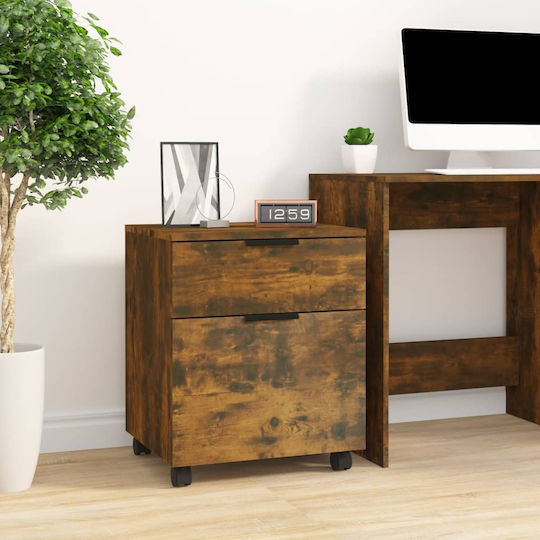 Büroaufbewahrungsschublade aus Holz mit Rädern Rauchfichte 45x38x54cm