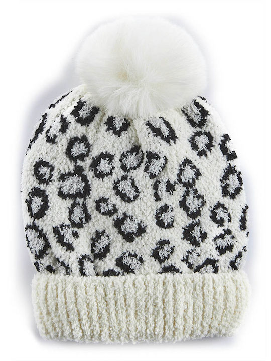 Verde Ribbed Beanie Cap White