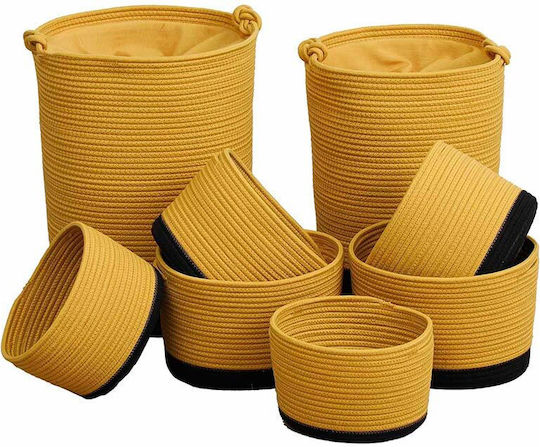 Fabric Storage Basket Yellow 8pcs