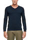 S.Oliver Men's Long Sleeve Sweater with V-Neck Navy Blue