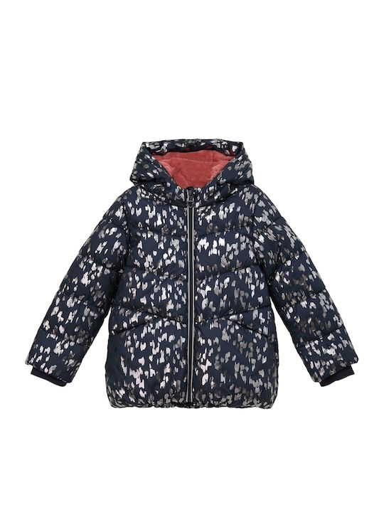 Kids' Quilted Jacket Short with Lining Hood Blue