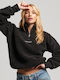 Superdry Winter Women's Fleece Blouse Long Sleeve with Zipper Black