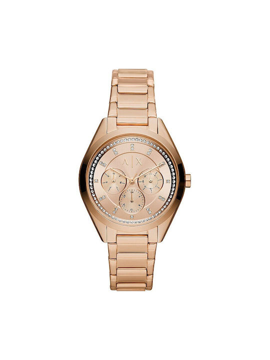 Armani Exchange Watch Chronograph with Pink Gold Metal Bracelet