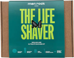 Men Rock The Life Shaver с Крем за бръснене 100 мл, четка за бръснене 1 бр., подложка за четка 1 бр., конци за бръснене 1 бр. и резервни ножчета за бръснене 5 бр Сицилианска липа