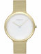 Obaku Satin Lille Damen Uhr mit Gold Metallarmband