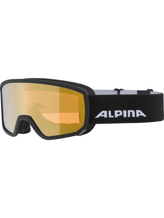 Alpina Scarabeo Μάσκα Σκι & Snowboard Ενηλίκων Γκρι με Φακό Καθρέπτη σε Κίτρινο Χρώμα