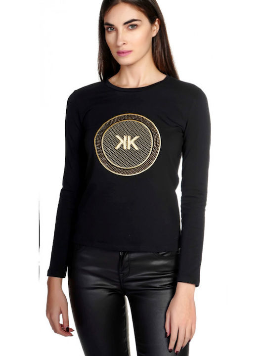 Kendall + Kylie Women's Blouse Cotton Long Sleeve Black