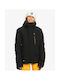 Quiksilver Waterproof Kids Sports Jacket Short with Hood Black Mission Solid Insulated Snow