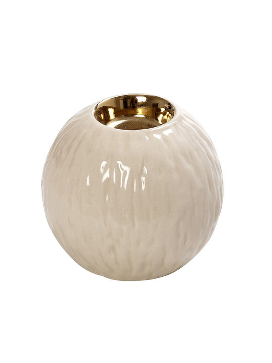 Espiel Candle Holder suitable for Tealights Ceramic in White Color 10x10x8cm 1pcs