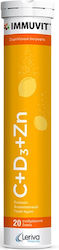 Leriva Pharma Immuvit C+D3+Zn Βιταμίνη Λεμόνι 20 αναβράζοντα δισκία