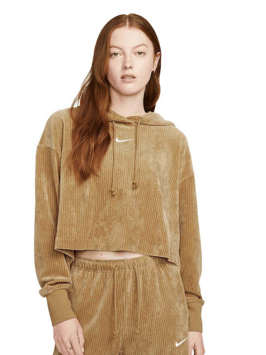Nike Γυναικείο Μακρυμάνικο Crop Πουλόβερ με Κου...