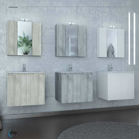 Drop Verona 60 Πάγκος με Νιπτήρα & Καθρέπτη Μ60xΒ45xΥ50cm Μπεζ