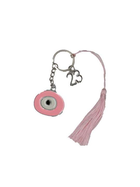 Happyness pink eye charm in keyring