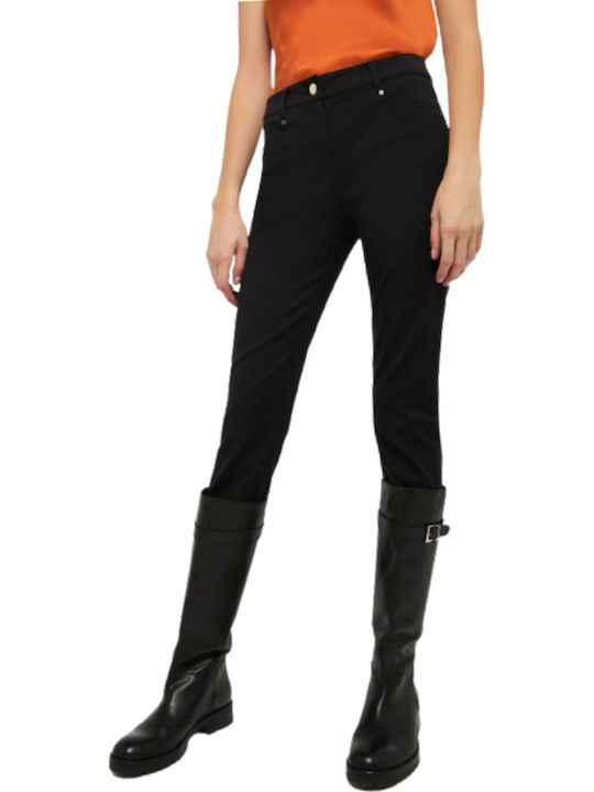 Damen Stoffhose in Skinny Passform Schwarz