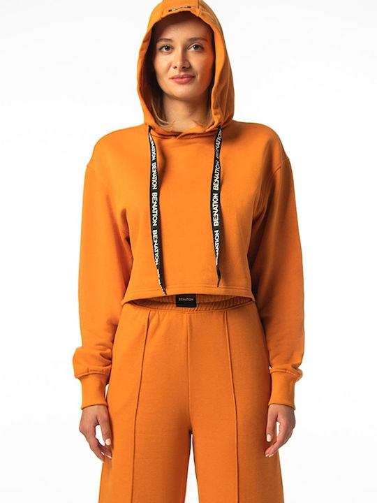 Be:Nation Cropped Women's Sweatshirt Hooded Orange