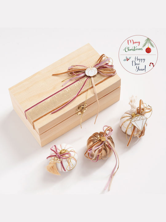 Parisis Christmas Wooden Figure Box Beige Height 8cm