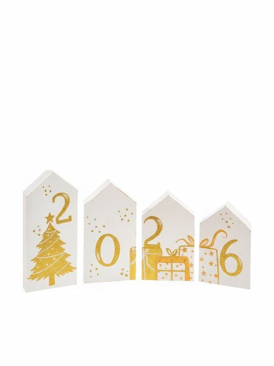 Parisis Christmas Wooden Figure Sign Gold Composition 2023 4pcs
