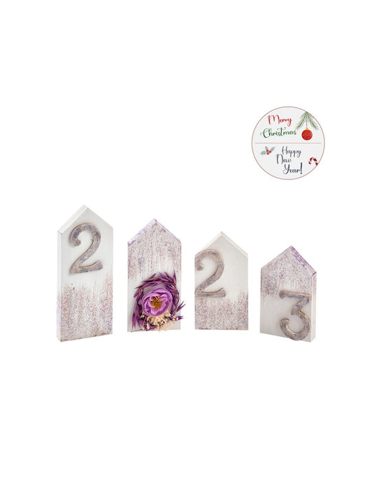 Parisis Christmas Wooden Figure Sign Purple Composition 2023 4pcs