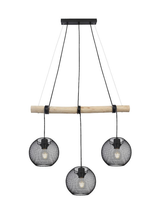 Avide ABPL-3XE27-LATTID Pendant Light Black Rail with Socket E27 70x20cm
