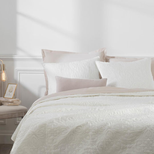 Atmosphera Arabesque Super Double Coverlet Ivory 240x260cm 3 Pieces