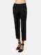 Women's Fabric Capri Trousers Relaxed Fit Black