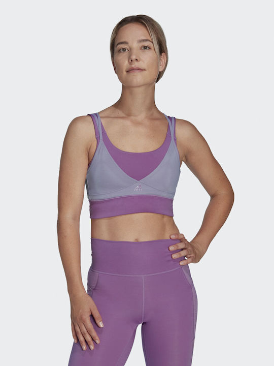 adidas Powerimpact Training Shiny Γυναικείο Αθλητικό Μπουστάκι Semi Pulse Lilac με Ελαφριά Ενίσχυση