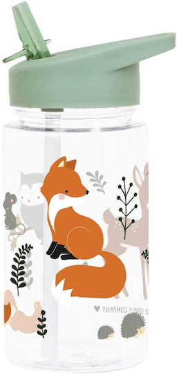A Little Lovely Company Forest Friends Kinderflasche Kunststoff mit Strohhalm 450ml