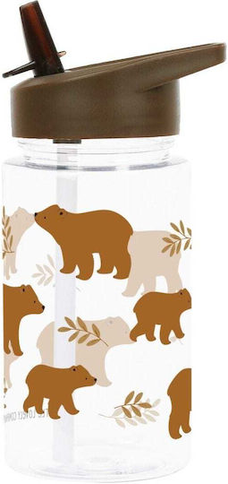 A Little Lovely Company Bears Kinderflasche Kunststoff mit Strohhalm 450ml (Verschiedene Designs/Farben)