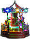 Fun World Christmas Illuminated Decorative Carousel with Battery with Music and Movement 22.5x20x18cm.