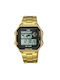 Q&Q Digital Watch Battery with Gold Metal Bracelet