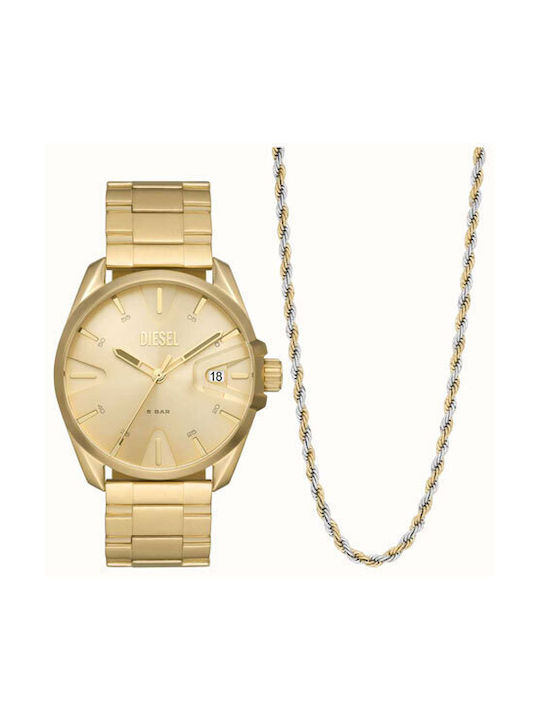 Diesel MS9 Watch Battery with Gold Metal Bracelet