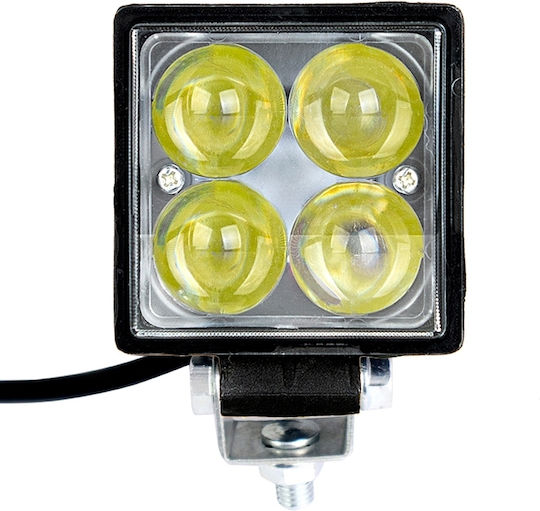 Autoline Squareς Waterproof Headlights Car LED Universal 10 - 30V 12W with White Lighting 1pcs