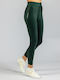 Women's Cropped Training Legging Shiny & High Waisted Green