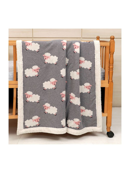 Liolios Home Κουβέρτα Κούνιας Sheep Γκρι 100x120εκ.