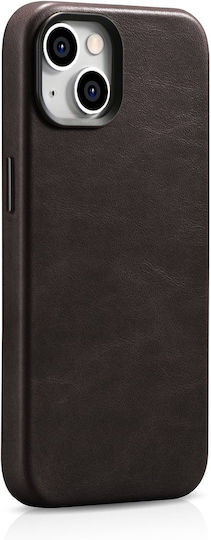 iCarer Oil Wax Premium Leather Back Cover Δερμάτινο Μαγνητικό Καφέ (iPhone 14 Plus)