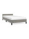Single Fabric Upholstered Bed Light Grey with Slats for Mattress 80x200cm