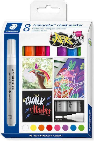 Staedtler Lumocolor Σετ Μαρκαδόροι Πολύχρωμοι Υγρής Κιμωλίας 8τμχ