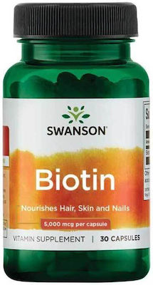 Swanson Biotin Vitamin for Hair, Skin & Nails 5000mcg 30 caps