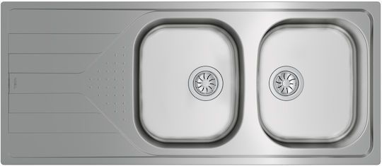 Teka Universe 80 T-XM 2B 1D 115170006 Drop-In Chiuvetă Inox Texturat L116xW50cm Argintiu