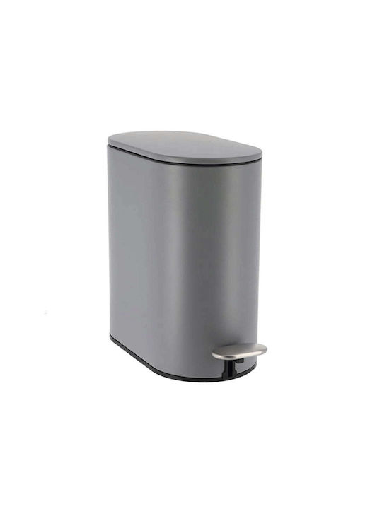 Atmosphera Metallic Bathroom Basket Soft Close 5lt Gray