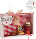 Parisis Christmas Wooden Figure Frame Red Frame Red Height 4cm