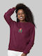 Frida Kahlo Meeple W Sweatshirt - BURGUNDY