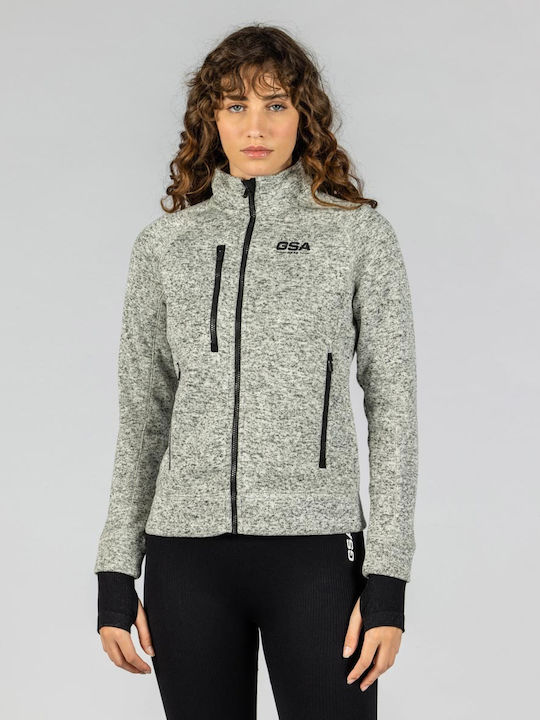 GSA Fleece Γυναικεία Ζακέτα με Φερμουάρ σε Γκρι Χρώμα