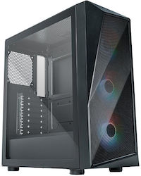 CoolerMaster CMP 520 Гейминг Midi Tower Компютърна кутия със странично прозорче и RGB осветление Черно