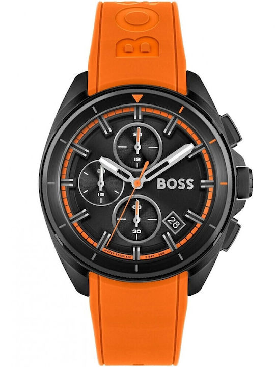 Boss Volane Men's Watch 44mm Chronograph Battery with Orange Rubber Strap