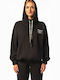 Long Women's Sweatshirt Hooded Black