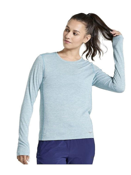 Saucony Damen Sportliches Bluse Langärmelig Grün