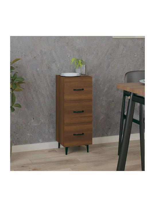 Drawers Storage Wooden Brown Oak L34.5xW34xH90cm