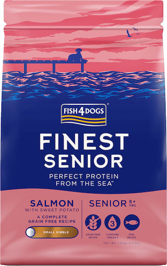 Fish4Dogs Finest Salmon Senior Small 1.5kg Hrană Uscată pentru Câini Seniori de Rase Mici cu Somon