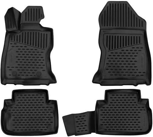 Novline Set of Front and Rear Mats 4pcs Tray Type for Subaru Forester 2018+ Black